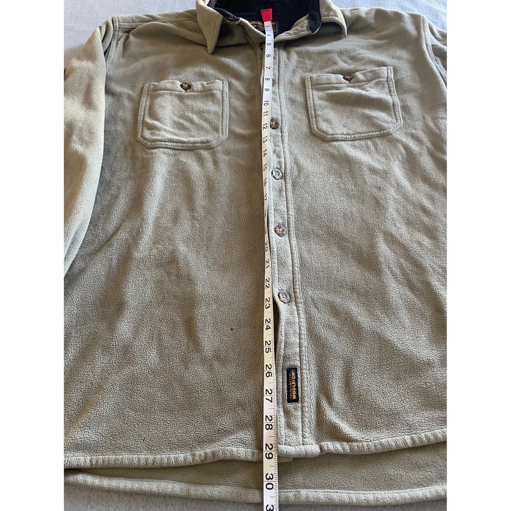 VTG Woolrich Mens Fleece Shirt Jacket Tan Khaki Button Up L Large *READ* - Picture 10 of 14